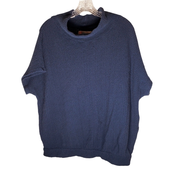 Free People Tops - Free People Beach Sweater Top Womens Medium Short Sleeve Mock Neck 100% Cotton